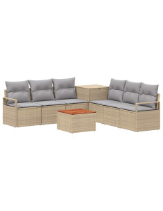 Set di divani 8 pz Beige e Grigio Chiaro 2