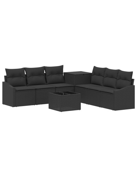 Set di divani 8 pz Nero Rattan sintetico e Acciaio