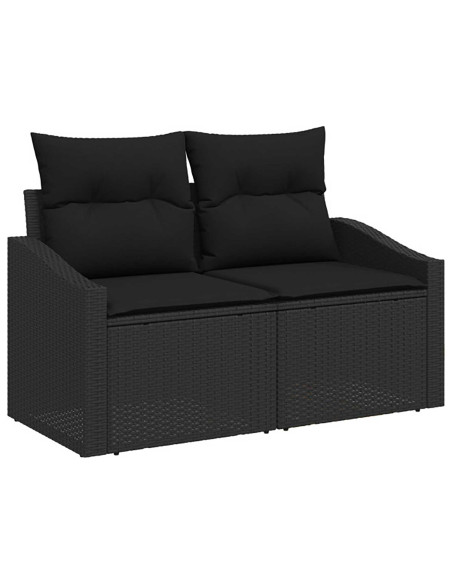Set di divani 8 pz Nero Rattan sintetico e Acciaio
