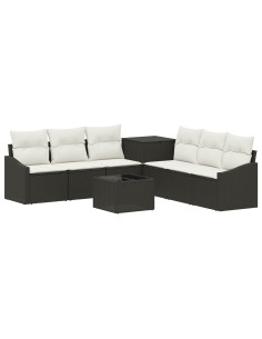 Set di divani 8 pz Nero e Bianco Crema 2