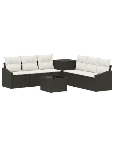 Set di divani 8 pz Nero e Bianco Crema