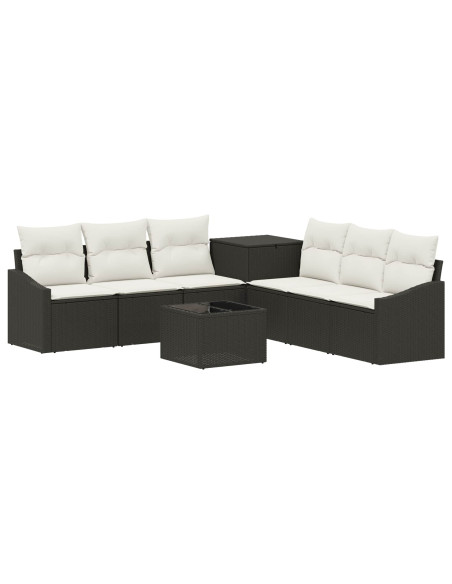 Set di divani 8 pz Nero e Bianco Crema