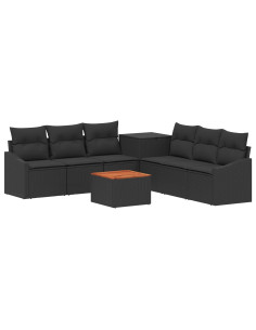 Set di divani 8 pz Nero Rattan sintetico e Acciaio 2