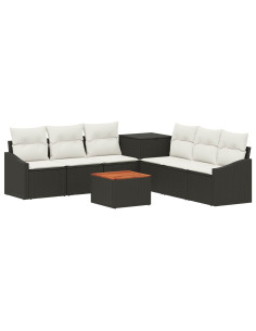 Set di divani 8 pz Nero e Bianco Crema 2