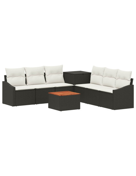 Set di divani 8 pz Nero e Bianco Crema
