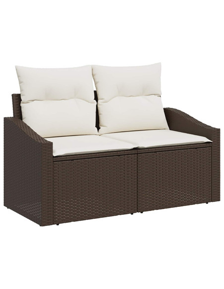 Set di divani 8 pz Marrone e Bianco Crema