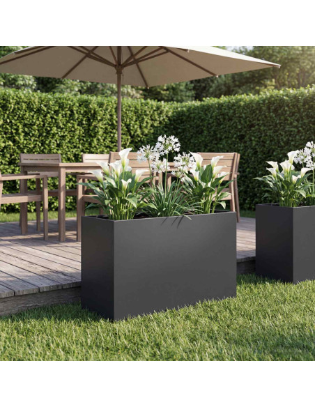 Vaso da giardino Nero 80 x 40 x 50 cm Acciaio laminato a freddo