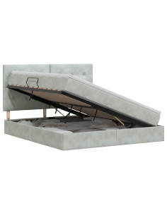 Letto con contenitore e materasso Grigio Chiaro 180 x 200 cm