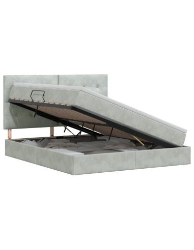 Letto con contenitore e materasso Grigio Chiaro 180 x 200 cm