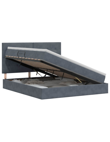 Letto con contenitore e materasso Grigio Scuro 180 x 200 cm