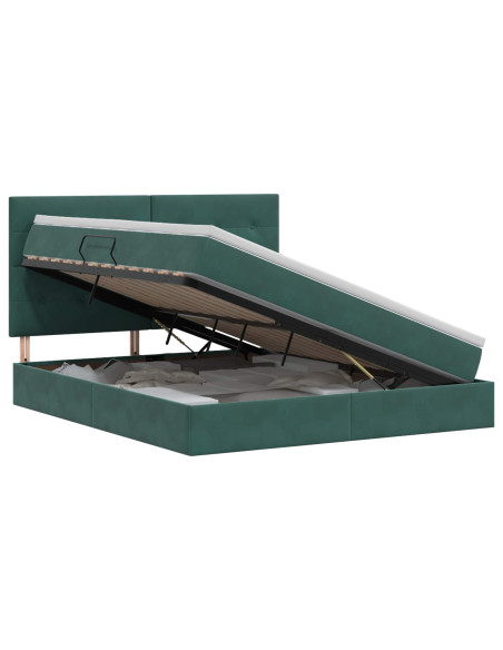 Letto con contenitore e materasso Verde Scuro 180 x 200 cm