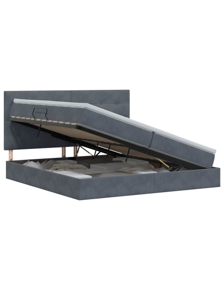 Letto con contenitore e materasso Grigio Scuro 200 x 200 cm