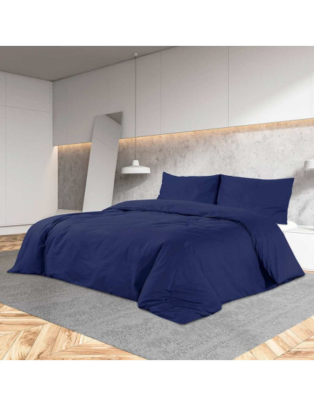Set Copripiumino Blu Marino 155x220 cm in Microfibra Leggera