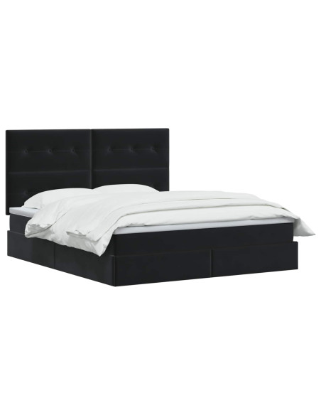 Letto con contenitore e materasso Nero 180 x 200 cm Velluto