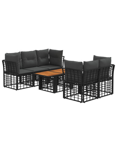 Set Divano da Giardino 6 pz Nero e Grigio scuro polyrattan