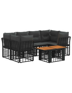 Set Divano da Giardino 7 pz Nero e Grigio scuro polyrattan 2