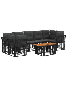 Set Divano da Giardino 8 pz Nero e Grigio scuro polyrattan 2