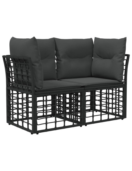 Set Divano da Giardino 9 pz Nero e Grigio scuro polyrattan
