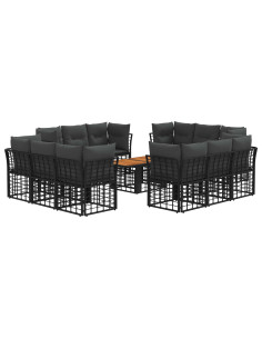 Set Divano da Giardino 13 pz Nero e Grigio scuro polyrattan 2