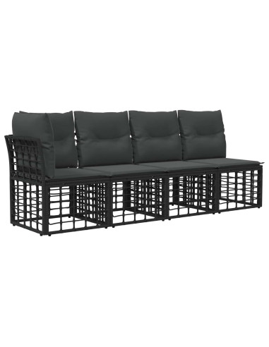 Set Divano da Giardino 6 pz Nero e Grigio scuro polyrattan