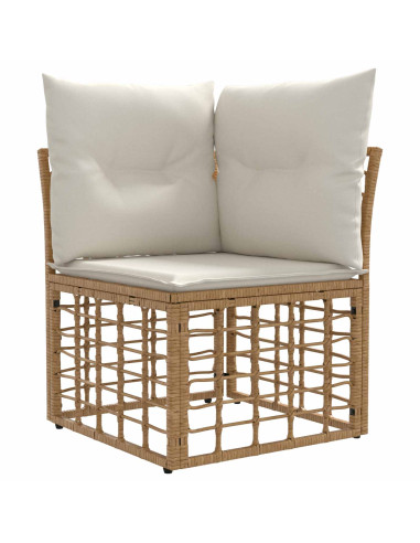 Set Divano da Giardino 6 pz Naturale e Bianco Crema polyrattan