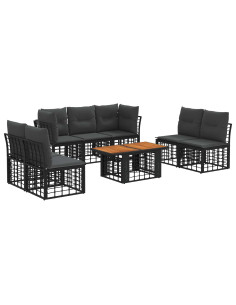 Set Divano da Giardino 8 pz Nero e Grigio scuro polyrattan 2