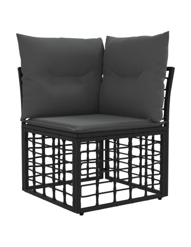 Set Divano da Giardino 8 pz Nero e Grigio scuro polyrattan