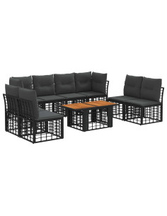 Set Divano da Giardino 9 pz Nero e Grigio scuro polyrattan 2