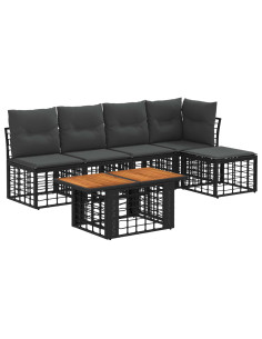 Set Divano da Giardino 6 pz Nero e Grigio scuro polyrattan 2