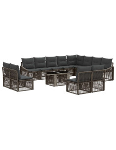 Set Divano da Giardino 13 pz Grigio e Grigio Scuro polyrattan 2