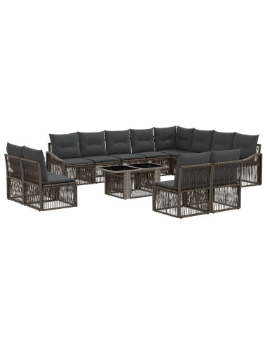 Set Divano da Giardino 13 pz Grigio e Grigio Scuro polyrattan