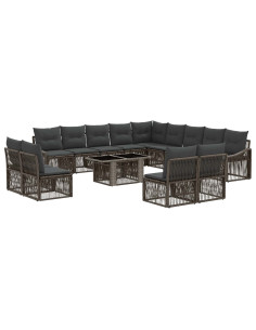 Set Divano da Giardino 14 pz Grigio e Grigio Scuro polyrattan 2