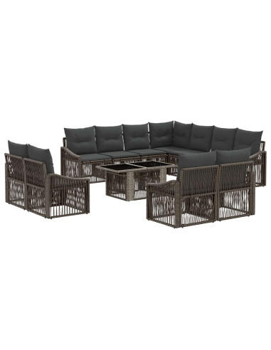 Set Divano da Giardino 12 pz Grigio e Grigio Scuro polyrattan