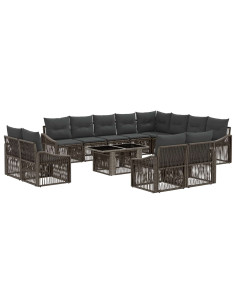 Set Divano da Giardino 13 pz Grigio e Grigio Scuro polyrattan 2