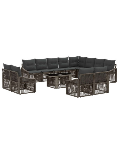 Set Divano da Giardino 13 pz Grigio e Grigio Scuro polyrattan