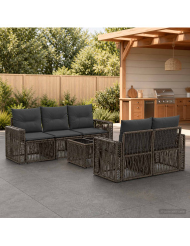 Set Divano da Giardino 6 pz Grigio polyrattan