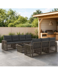 Set Divano da Giardino 8 pz Grigio polyrattan