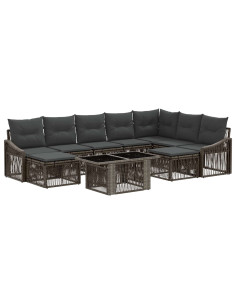 Set Divano da Giardino 10 pz Grigio e Grigio Scuro polyrattan 2