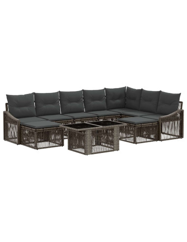 Set Divano da Giardino 10 pz Grigio e Grigio Scuro polyrattan