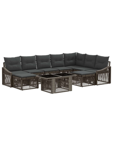 Set Divano da Giardino 10 pz Grigio e Grigio Scuro polyrattan