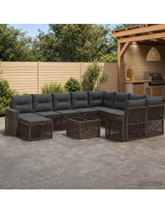 Set Divano da Giardino 11 pz Grigio polyrattan