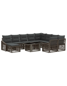 Set Divano da Giardino 11 pz Grigio e Grigio Scuro polyrattan 2