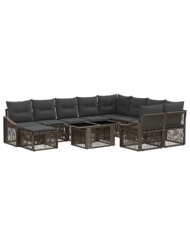 Set Divano da Giardino 11 pz Grigio e Grigio Scuro polyrattan