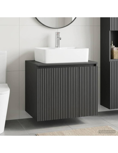 Set di mobili per il bagno Nero Legno ingegnerizzato