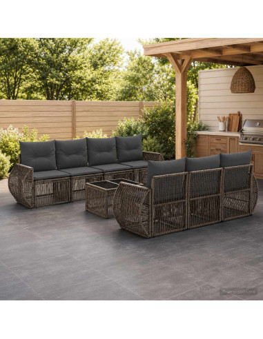 Set Divano da Giardino 8 pz Grigio polyrattan