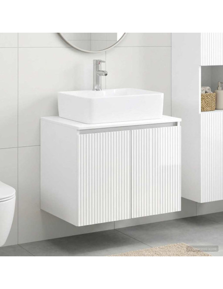 Set di mobili per il bagno Bianco Lucido Legno ingegnerizzato