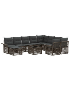Set Divano da Giardino 11 pz Grigio polyrattan 2
