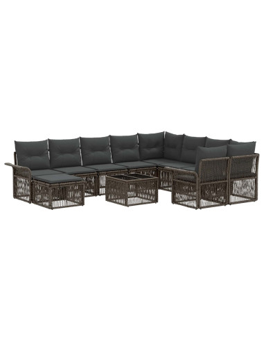 Set Divano da Giardino 11 pz Grigio polyrattan