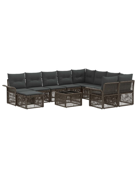Set Divano da Giardino 11 pz Grigio polyrattan