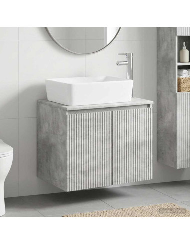 Set di mobili per il bagno Grigio Cemento Legno ingegnerizzato